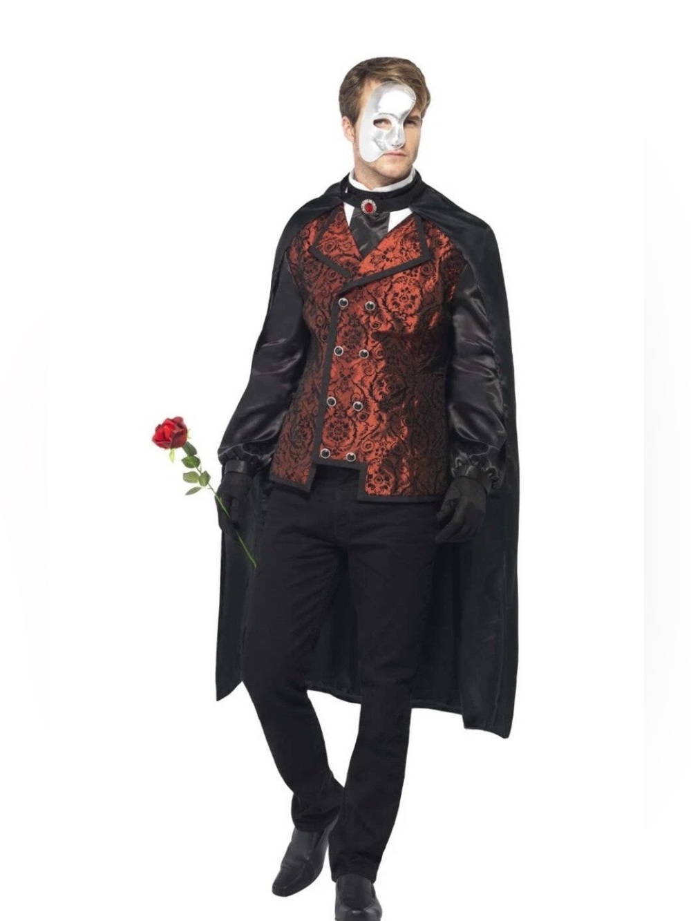 Phantom of the Opera Masquerade Costume Mens Halloween Fancy Dress Adults